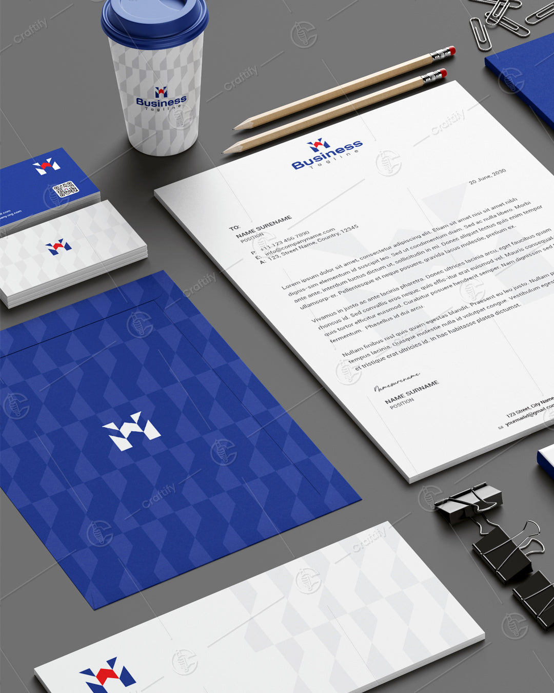 Innovative letter M & W modern logo + Stationery Design