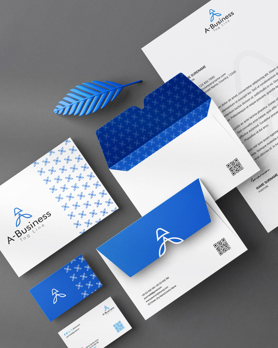 Modern and Creative Letter "A" Logo Design + Stationery Design